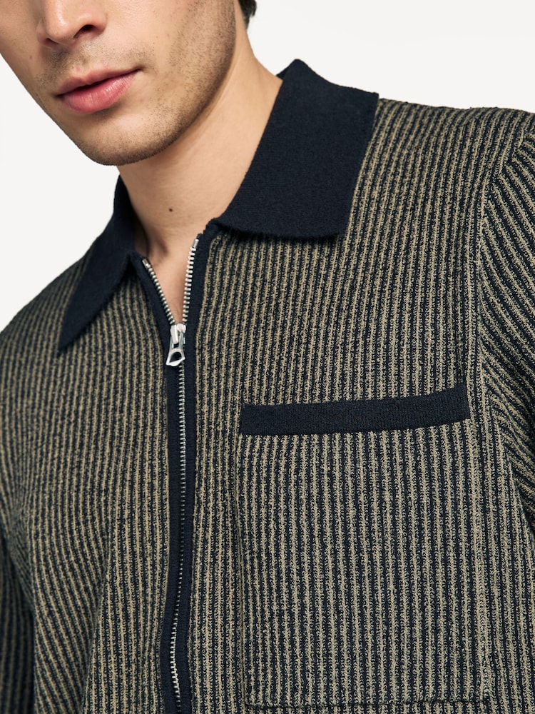 Rag & Bone Black Zuma Jacquard Short Sleeve Zip Through Shirt - Image 5 of 5 Rag & Bone Black Zuma Jacquard Short Sleeve Zip Through Shirt - Image 5 of 5