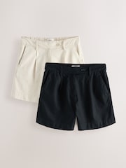Black/Natural Linen Rich Boy Shorts 2 Pack - Image 1 of 9