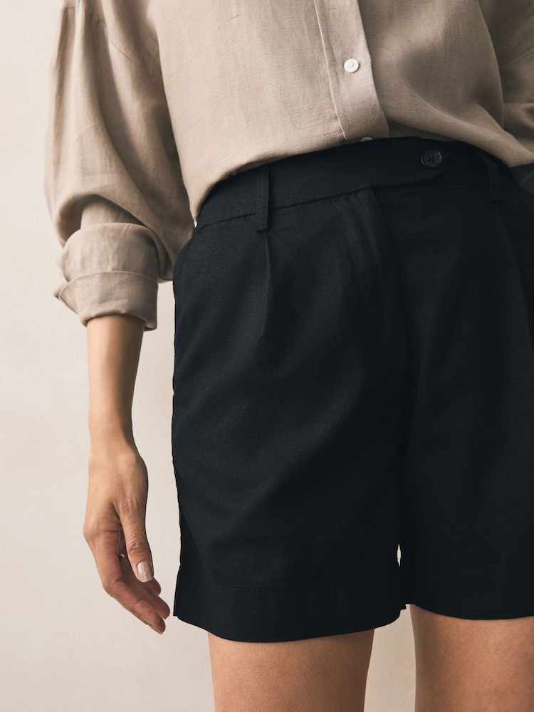 Black/Natural Linen Rich Boy Shorts 2 Pack - Image 9 of 9