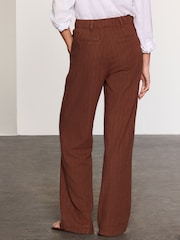 Brown/Cream Black Stay Smart Wide Leg Linen Rich Trousers 2 Pack - Image 2 of 5