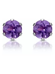 The Diamond Store 9K White Gold 4mm Amethyst Stud Earrings - Image 1 of 4
