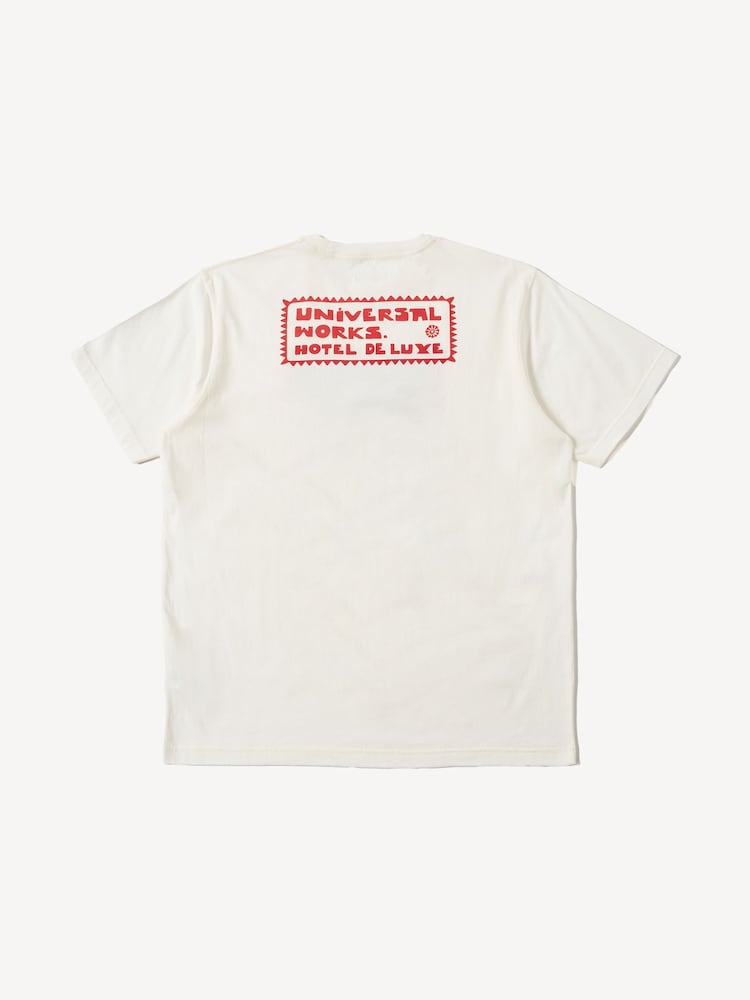 Universal Works White Single Jersey 7 Dias Print T-Shirt - Image 2 of 3 Universal Works White Single Jersey 7 Dias Print T-Shirt - Image 2 of 3
