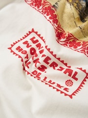 Universal Works White Single Jersey 7 Dias Print T-Shirt - Image 3 of 3