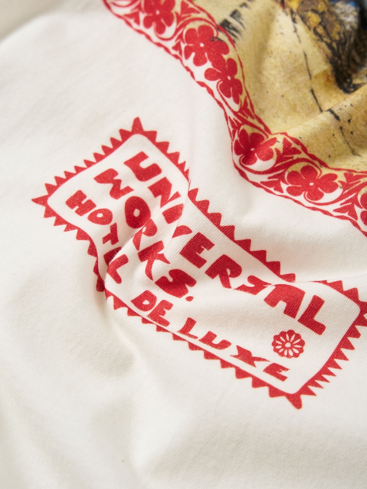 Universal Works White Single Jersey 7 Dias Print T-Shirt - Image 3 of 3 Universal Works White Single Jersey 7 Dias Print T-Shirt - Image 3 of 3