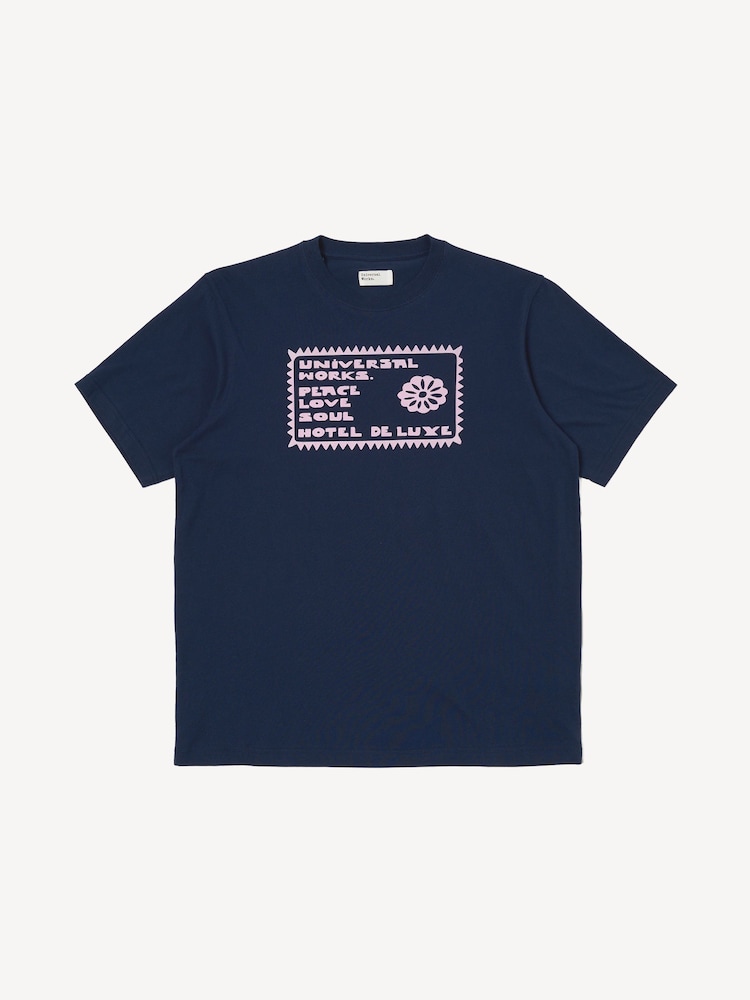 Universal Works Blue Single Jersey Pickup Print T-Shirt - Image 1 of 3