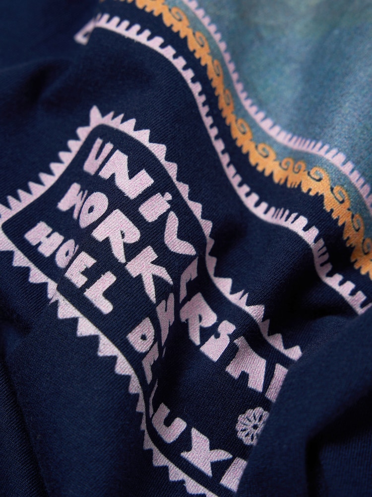 Universal Works Blue Single Jersey Pickup Print T-Shirt - Image 3 of 3