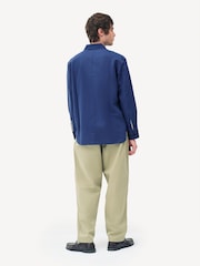 Universal Works Blue Travail Linen Overshirt - Image 4 of 8