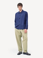 Universal Works Blue Travail Linen Overshirt - Image 5 of 8
