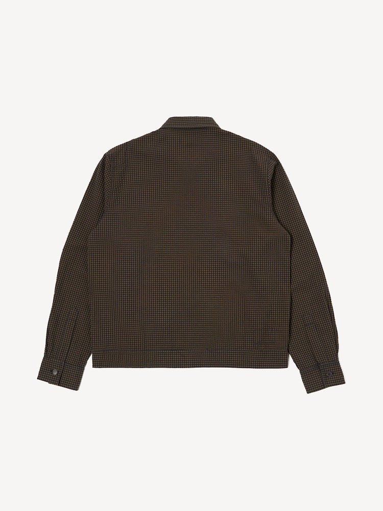 Universal Works Blue Check Seersucker Zip Uniform Jacket - Image 2 of 3