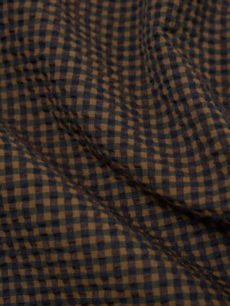 Universal Works Blue Check Seersucker Zip Uniform Jacket - Image 3 of 3