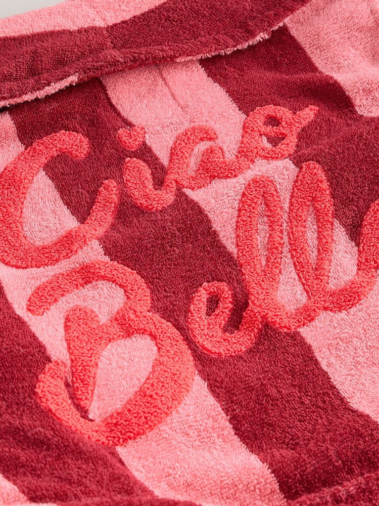 Pink/ Red Stripe Cotton Towelling Robe - Image 8 of 8 Pink/ Red Stripe Cotton Towelling Robe - Image 8 of 8