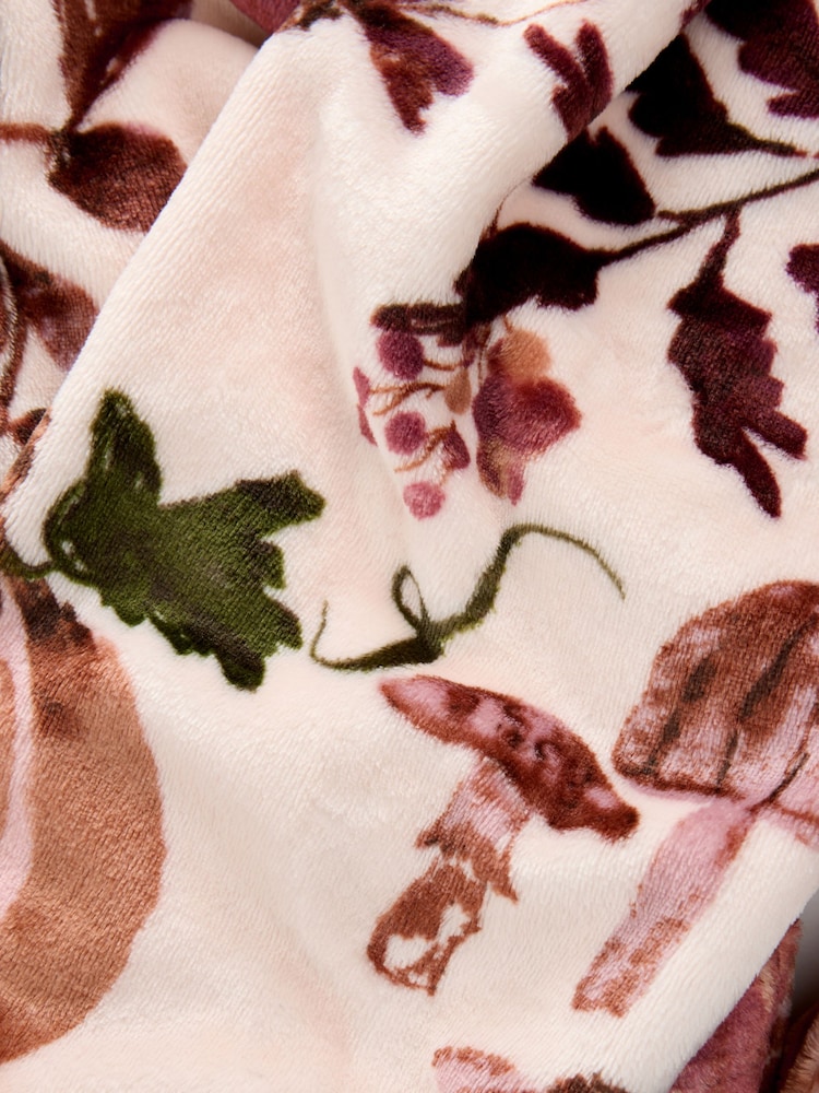 Black/ Pink/ Purple Autumnal Print Cosy Fleece Robe - Image 11 of 11