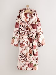 Black/ Pink/ Purple Autumnal Print Cosy Fleece Robe - Image 8 of 11