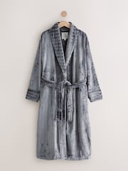 Grey Supersoft Tonal Stripe Dressing Gown - Image 1 of 3