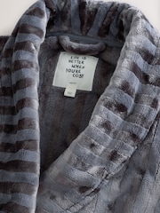 Grey Supersoft Tonal Stripe Dressing Gown - Image 3 of 3