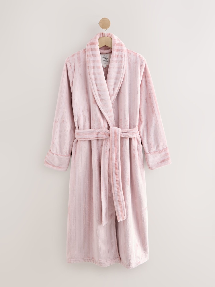 Pink Supersoft Tonal Stripe Dressing Gown - Image 1 of 3