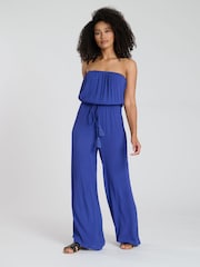 Azul - South Beach Crinkle Viscose Sheer Strapless Jumpsuit - Imagen 1 de 5