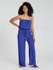 Azul - South Beach Crinkle Viscose Sheer Strapless Jumpsuit - Imagen 3 de 5