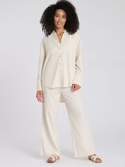 South Beach Brown Starfish Button Linen Blend Shirt - Image 2 of 4