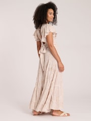 South Beach Natural Printed Metallic Tiered Beach Skirt - Image 2 of 4
