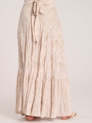 South Beach Natural Printed Metallic Tiered Beach Skirt - Image 3 of 4