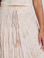 South Beach Natural Printed Metallic Tiered Beach Skirt - Image 4 of 4