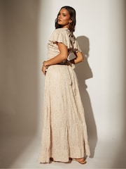 South Beach Natural Printed Metallic Tiered Beach Skirt - Image 5 of 5
