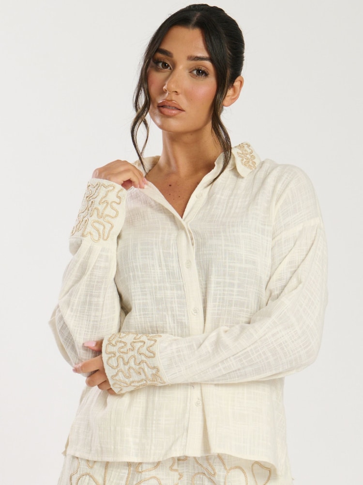 South Beach 100% Cotton Contrast Piping Shirt - Imagen 1 de 4