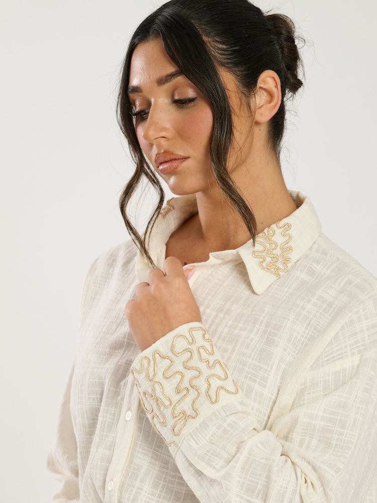 South Beach 100% Cotton Contrast Piping Shirt - Image 3 of 4