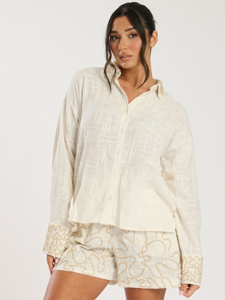 South Beach 100% Cotton Contrast Piping Shirt - Imagen 4 de 4