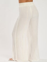South Beach Cream Metallic Stripe Sheer Beach Trousers - Image 5 of 5