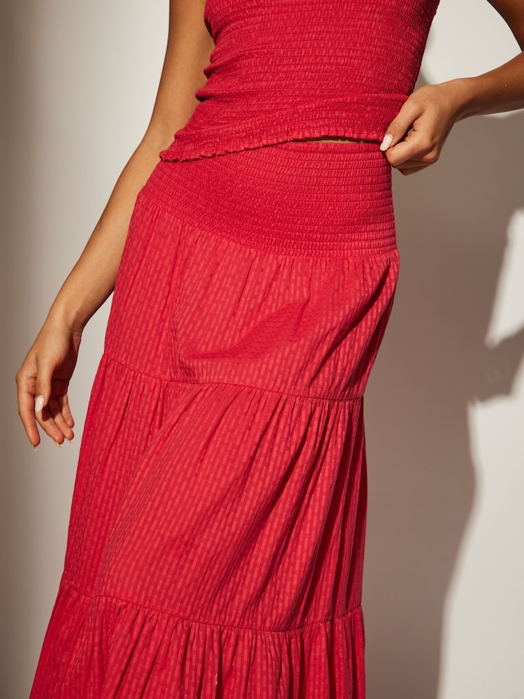 South Beach Maxi-rok van 100% katoen met geplooide taille - Image 4 of 5