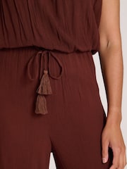 Marrón - South Beach Crinkle Viscose Sheer Strapless Jumpsuit - Imagen 2 de 4