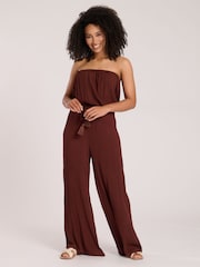 Marrón - South Beach Crinkle Viscose Sheer Strapless Jumpsuit - Imagen 3 de 4