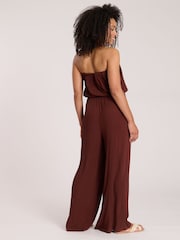 Marrón - South Beach Crinkle Viscose Sheer Strapless Jumpsuit - Imagen 4 de 4