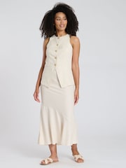South Beach Cream Linen Blend Midi Skirt - Image 2 of 5