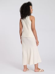 South Beach Cream Linen Blend Midi Skirt - Image 3 of 5