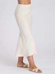 South Beach Cream Linen Blend Midi Skirt - Image 4 of 5