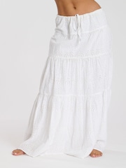 South Beach White Broderie 100% Cotton Maxi Skirt - Image 2 of 3