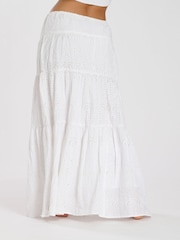 South Beach White Broderie 100% Cotton Maxi Skirt - Image 3 of 3