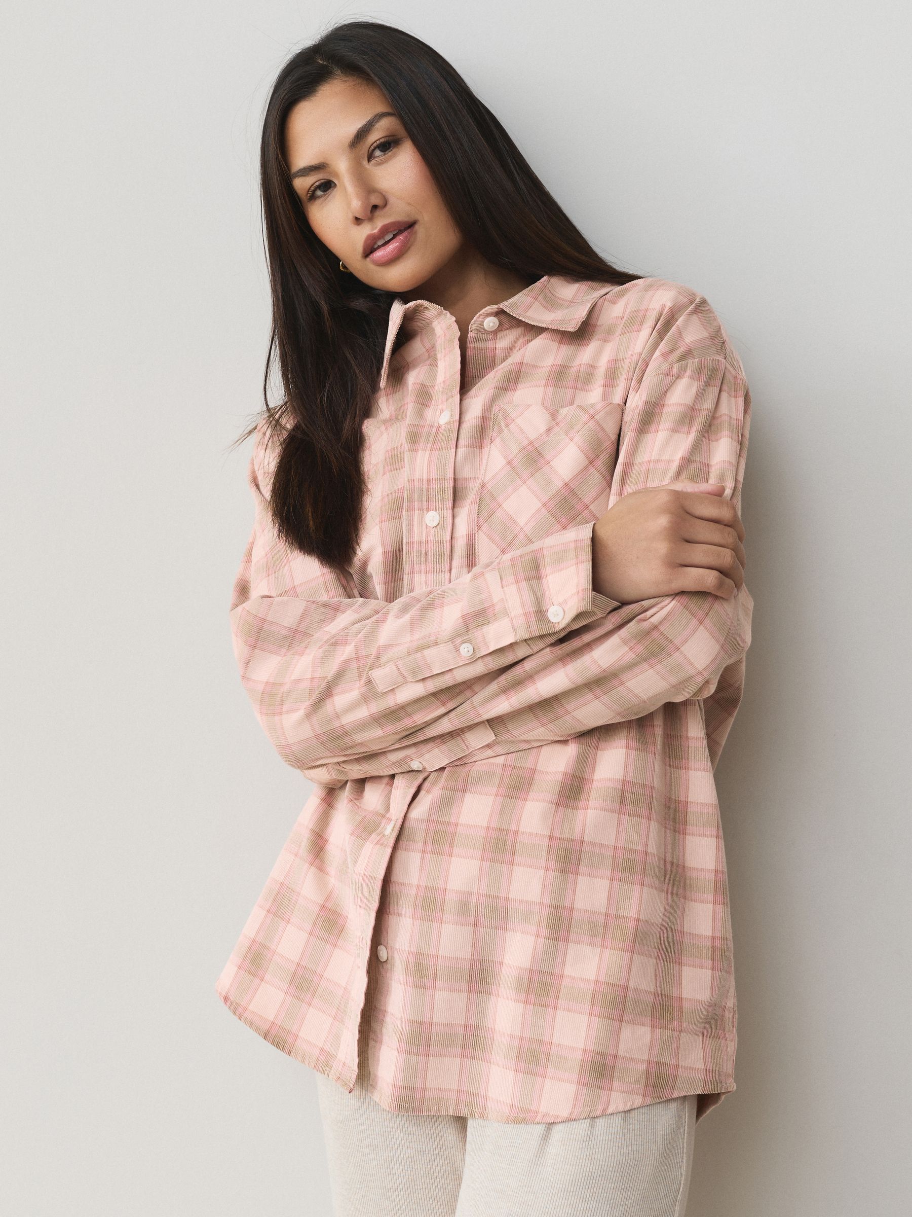 Buy Pink Check 100% Cotton Shacket from the Next UK online shop