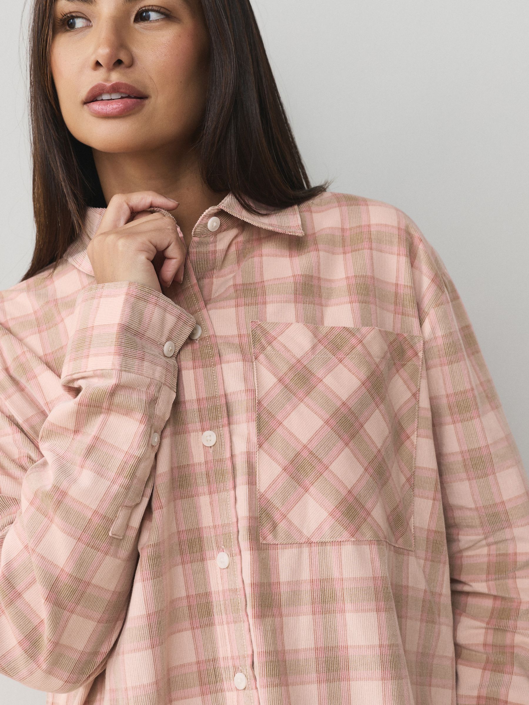 Buy Pink Check 100% Cotton Shacket from the Next UK online shop
