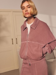 Berry Red Collared Bomber Style Jacket - Image 1 of 6