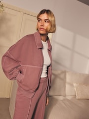 Berry Red Collared Bomber Style Jacket - Image 3 of 6