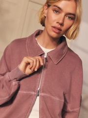 Berry Red Collared Bomber Style Jacket - Image 5 of 6
