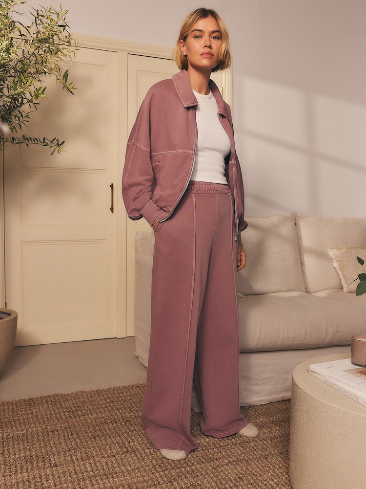 Mauve Purple Wide Leg Joggers - Image 2 of 9