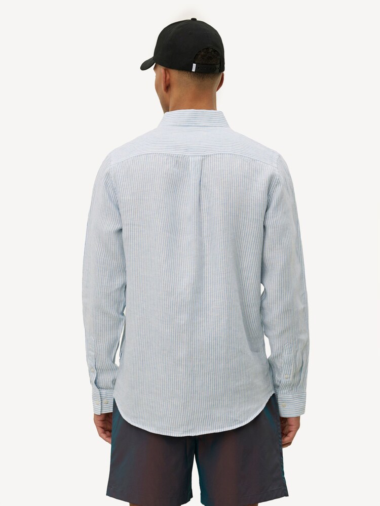 Les Deux Blue Konrad Stripe Linen Shirt - Image 2 of 6