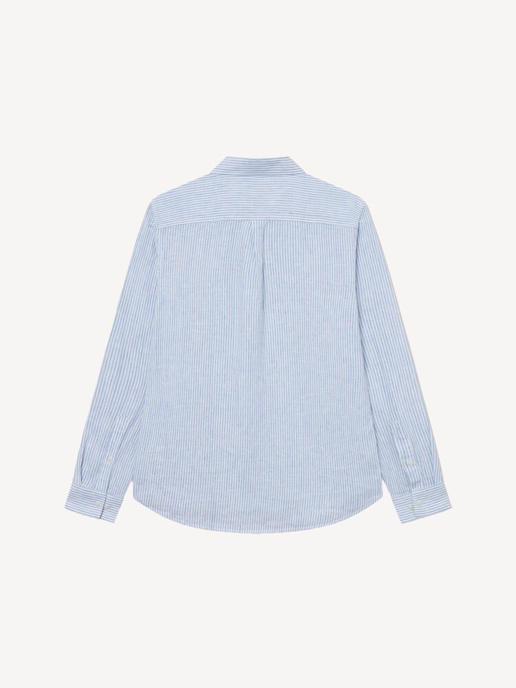 Les Deux Blue Konrad Stripe Linen Shirt - Image 6 of 6