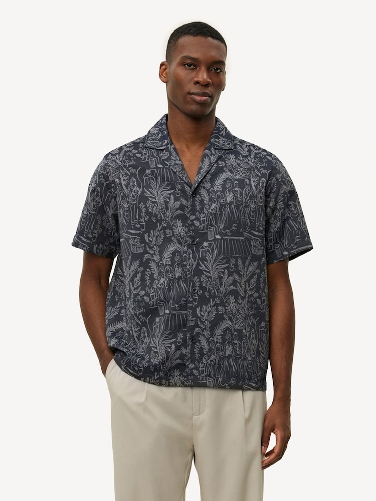 Les Deux Blue Lesley Dancing Jacquard Shirt - Image 1 of 5 Les Deux Blue Lesley Dancing Jacquard Shirt - Image 1 of 5