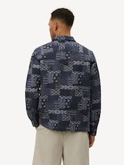 Les Deux Blue Layton Contrast Jacquard Overshirt - Image 2 of 5